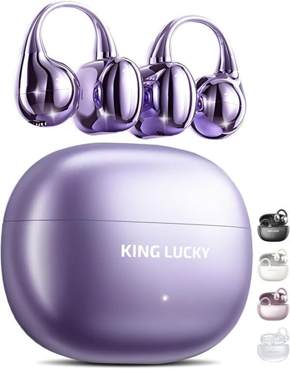 King Lucky Clip on Earbuds Open Ear Wireless Bluetooth 5.4 Headphones with Mic