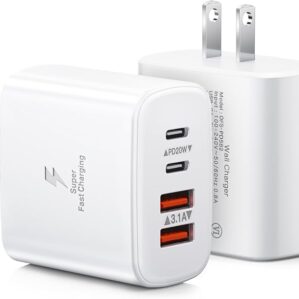 USB C Charger Block, 2-Pack 40W 4-Port USB C Wall Charger