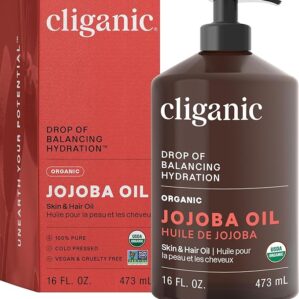 Cliganic Organic Jojoba Oil 16oz with Pump