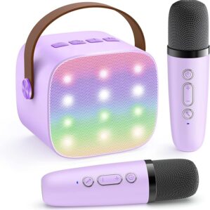 YLL Mini Karaoke Machine with 2 Wireless Microphones